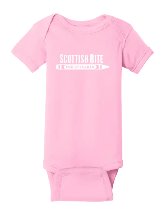 Rabbit Skins Pink Infant Short Sleeve Baby Rib Bodysuit w/Scottish Rite for Children Logo