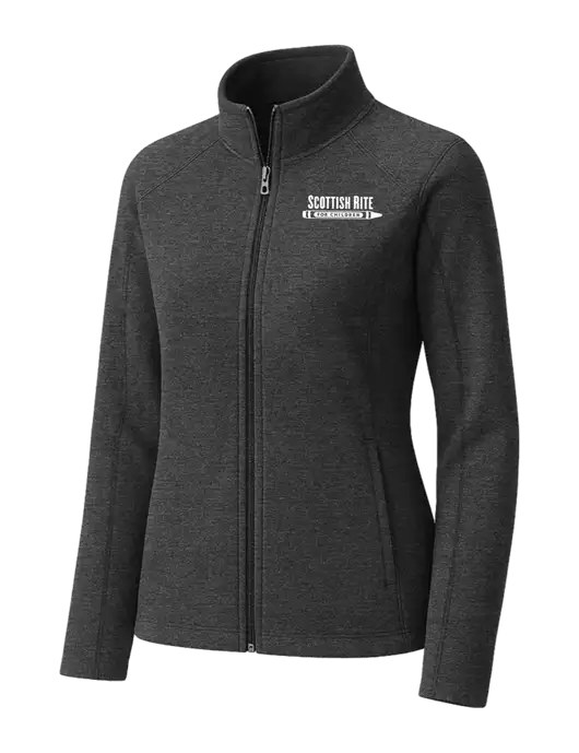 Charcoal Womens Heather Microfleece Full-Zip Jacket w/Scottish Rite for Children Logo