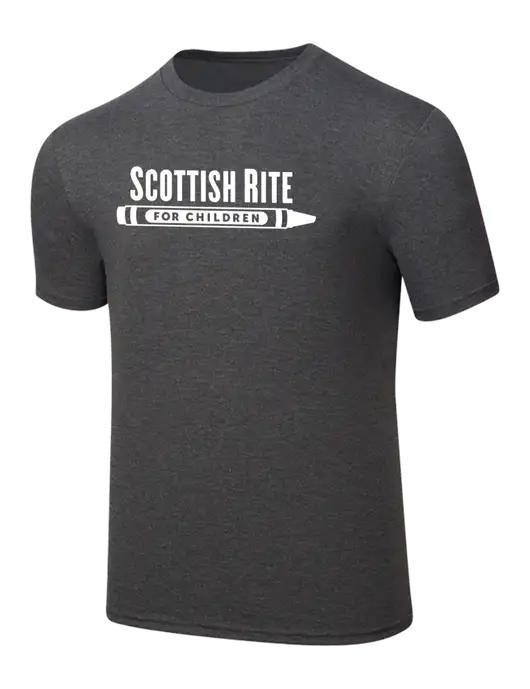 Simply Soft Heathered Charcoal 4.5oz  Poly/Combed Ring Spun Cotton T-Shirt w/Scottish Rite for Children Logo