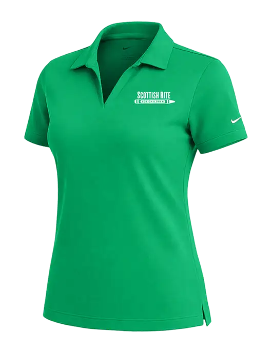 NIKE Kelly Green Womens Dri-Fit Micro Pique Polo w/Scottish Rite for Children Logo