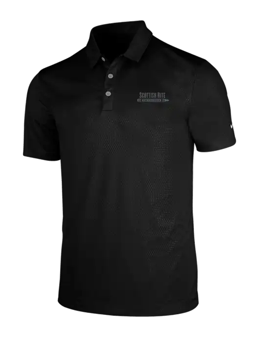 NIKE Black Dri-Fit Embossed Tri-Blade Polo w/Scottish Rite for Children Logo
