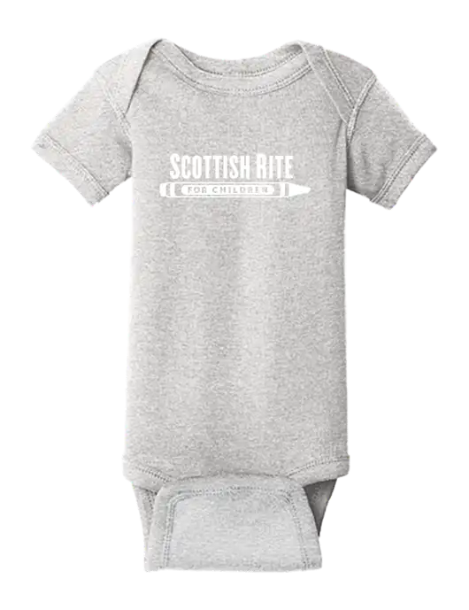 Rabbit Skins Light Grey Heather Infant Short Sleeve Baby Rib Bodysuit w/Scottish Rite for Children Logo