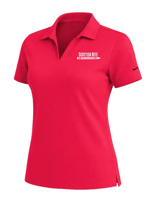 NIKE Red Womens Dri-Fit Micro Pique Polo w/Scottish Rite for Children Logo
